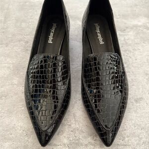 Jeffrey Campbell Viona Croc-Embossed Black Patent Leather Loafer
